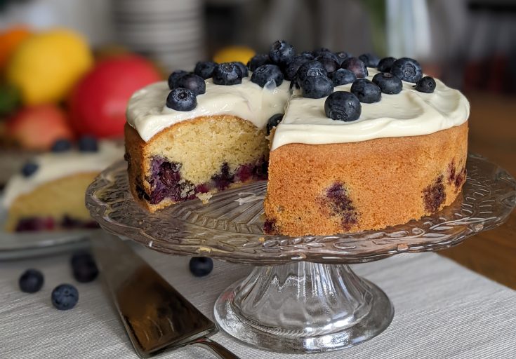 Blueberry Cake with Cream Cheese Frosting (Gluten Free)