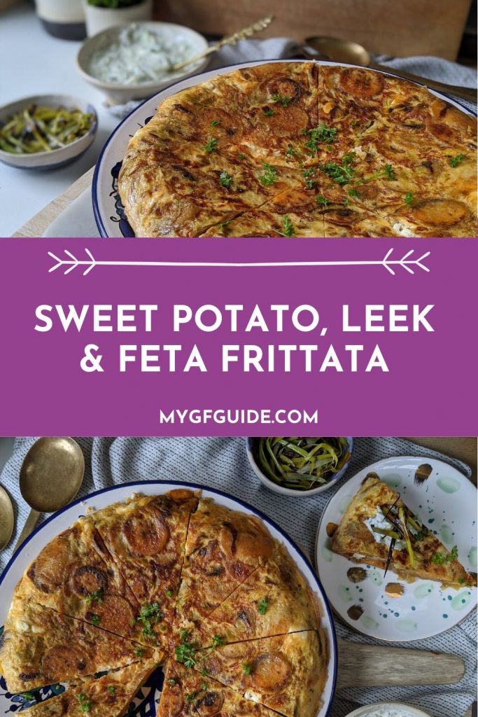 Sweet potato, leek and feta frittata pinterest
