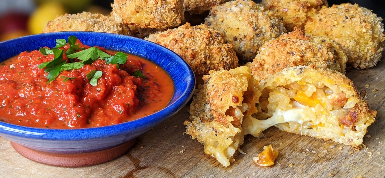 Baked Arancini with Melting Mozzarella Centres (Gluten Free Recipe)