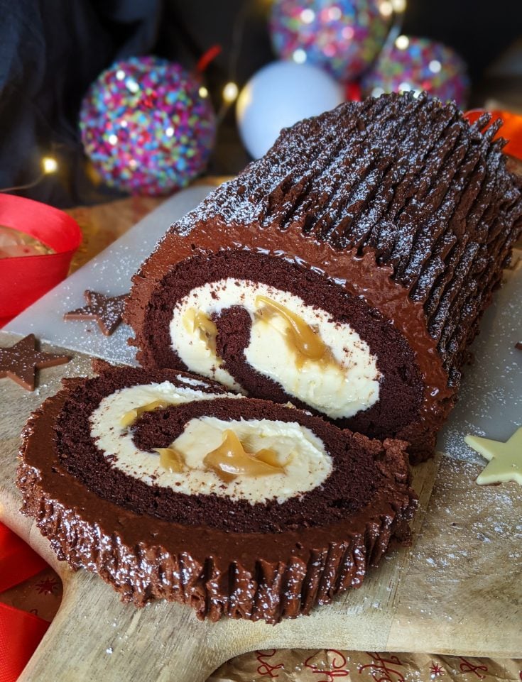 Salted Caramel Gluten Free Yule Log