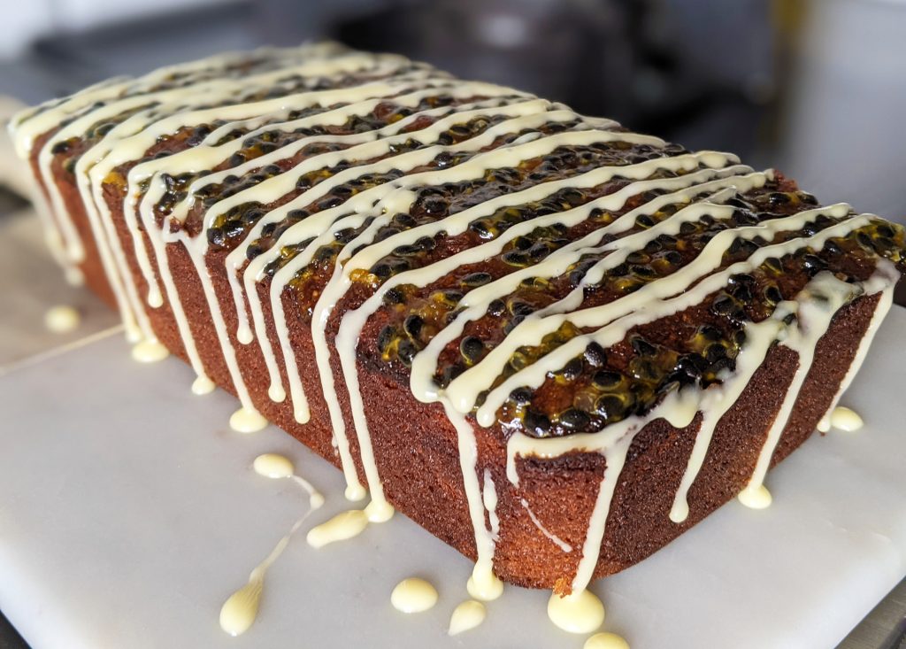 gluten free passion fruit loaf cake