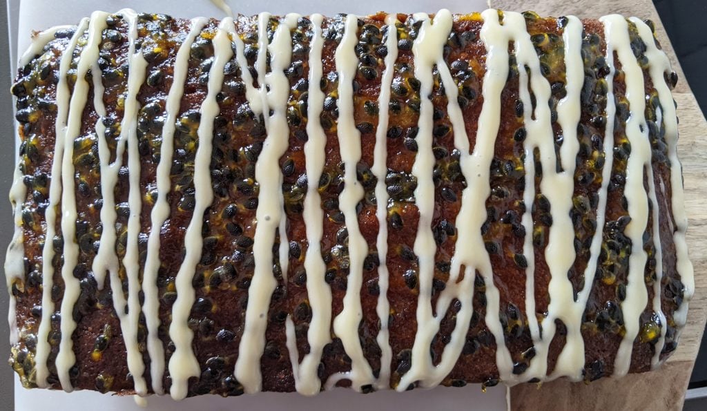 iced passion fruit loaf cake