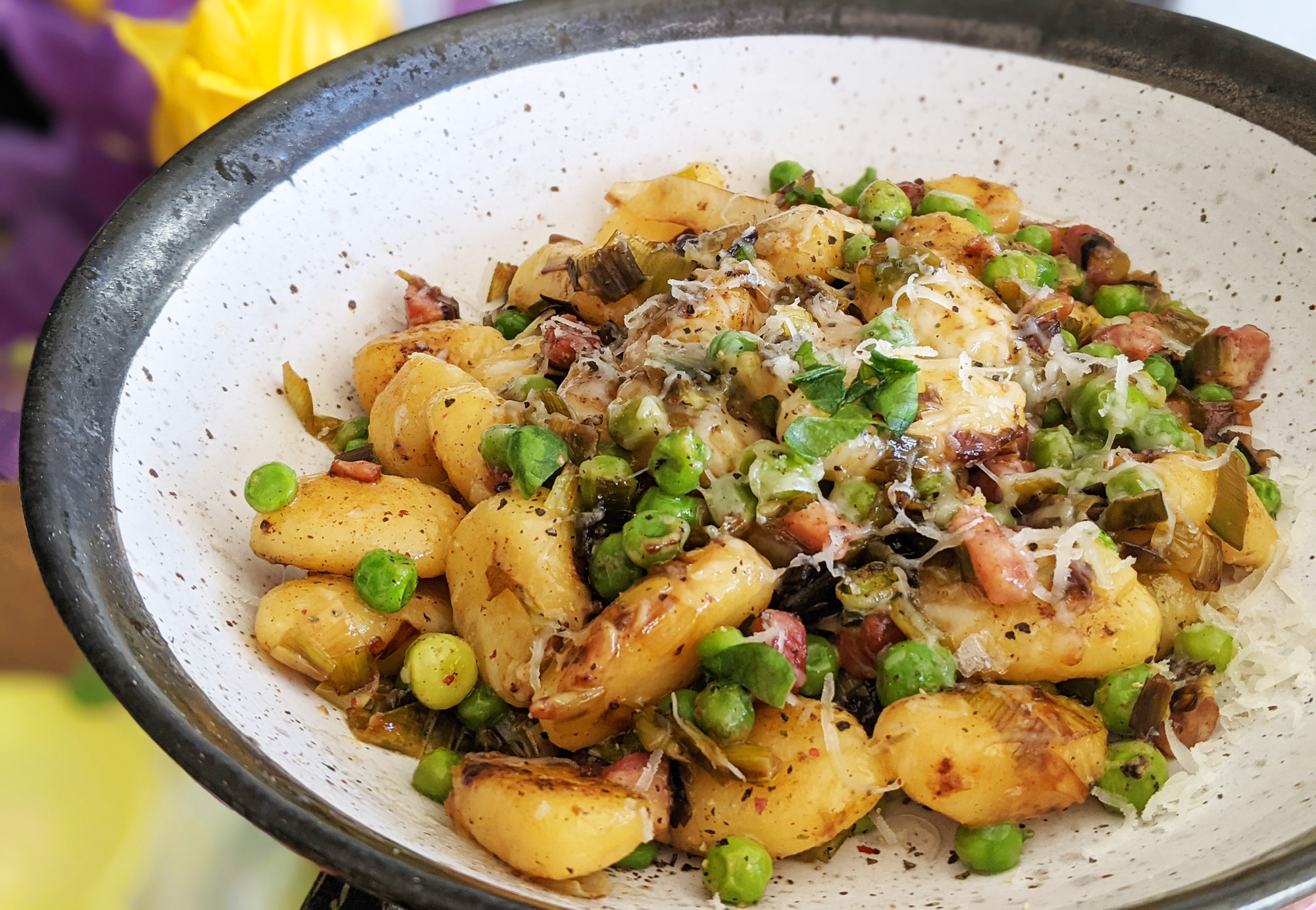 Pan-fried Gnocchi with Pancetta, Leeks & Peas - My Gluten Free Guide