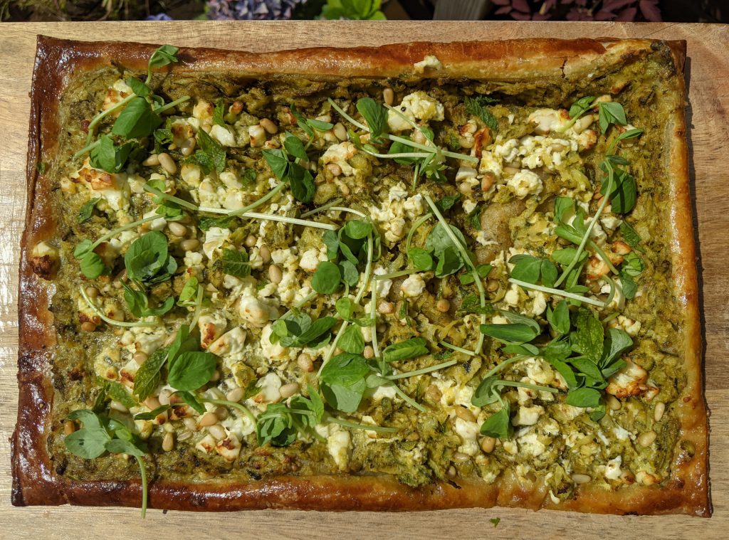 courgette feta and pesto puff pastry tart