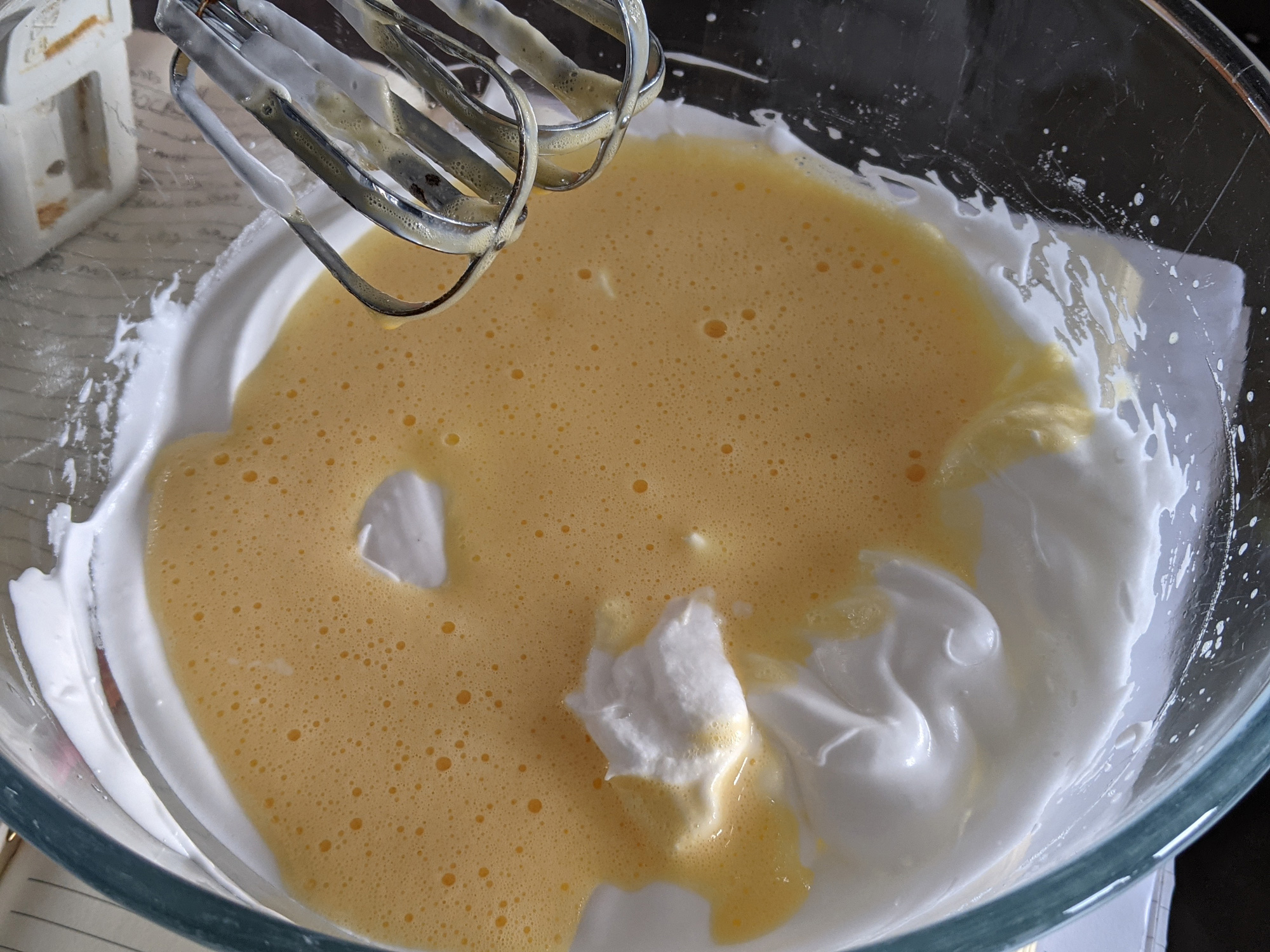 egg whites and frothy yolks