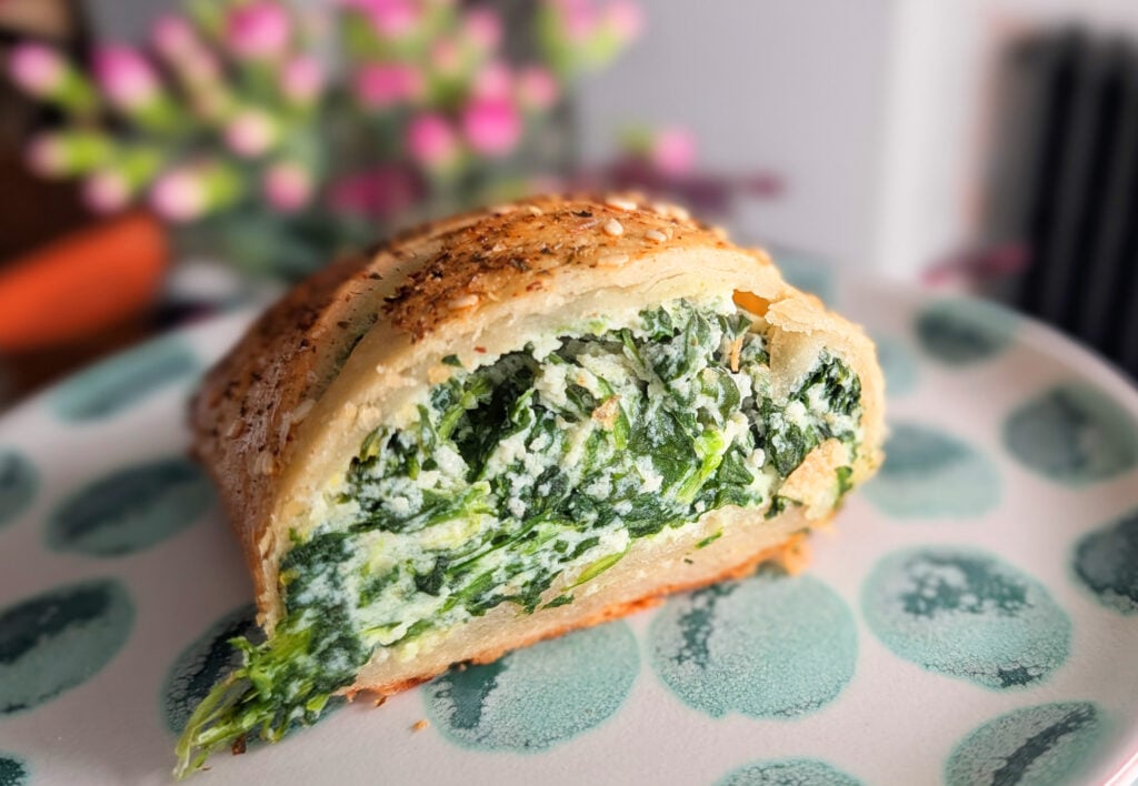 gluten free spinach & ricotta wellington slice